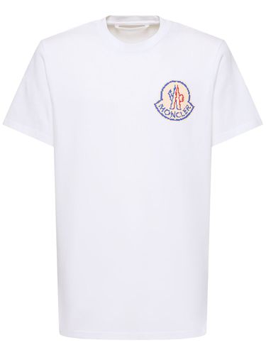 T-shirt In Jersey Di Cotone Con Logo - MONCLER - Modalova