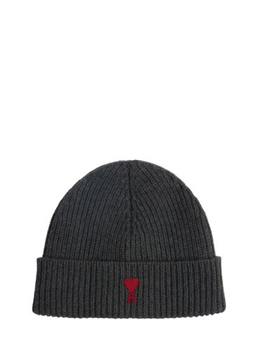 Logo Wool Beanie - AMI PARIS - Modalova