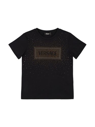 Camiseta De Jersey De Algodón Con Decoraciones - VERSACE - Modalova