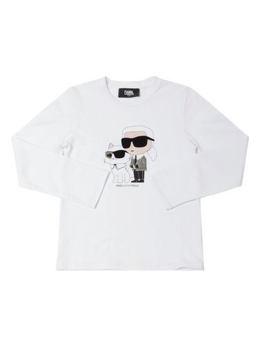 Camiseta De Jersey De Algodón Estampada - KARL LAGERFELD - Modalova