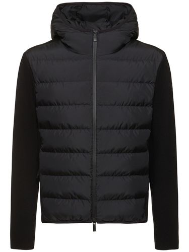 Knitted Wool Blend Down Cardigan Jacket - MONCLER - Modalova