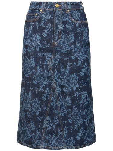 Lazer Cotton Denim Midi Skirt - GANNI - Modalova