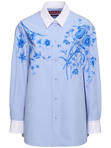 Camisa De Popelina De Algodón - GUCCI - Modalova