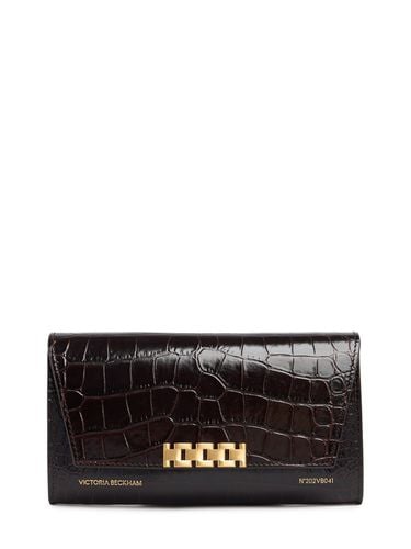 Croc Embossed Leather Wallet W/chain - VICTORIA BECKHAM - Modalova