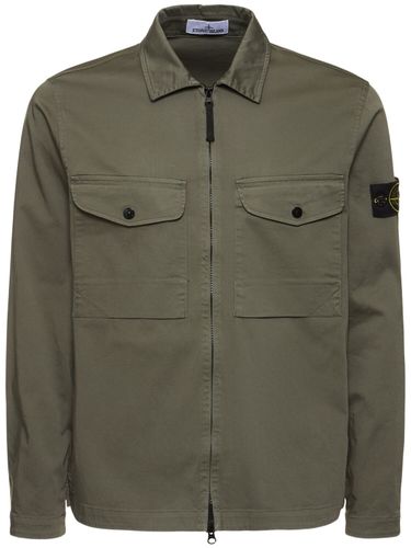 Sobrecamisa De Algodón Con Cremallera - STONE ISLAND - Modalova