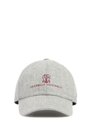 Cappello Baseball In Flanella Di Lana Con Logo - BRUNELLO CUCINELLI - Modalova