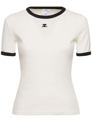 T-shirt Aus Baumwolle Mit Kontrastdetails - COURREGES - Modalova