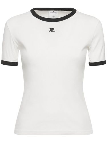 T-shirt Aus Baumwolle Mit Kontrastdetails - COURREGES - Modalova