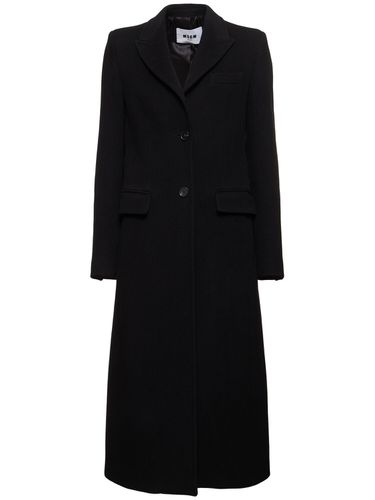 Wool Blend Felt Single Breast Long Coat - MSGM - Modalova