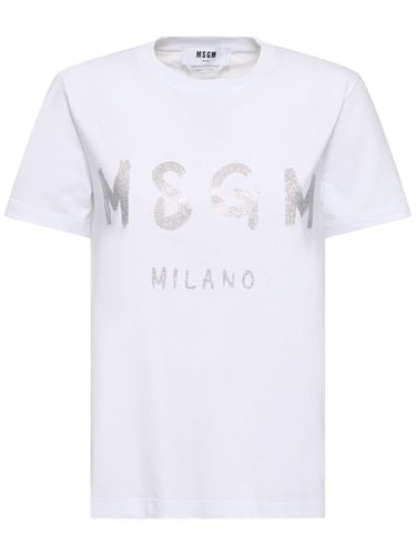 Camiseta De Jersey De Algodón Con Logo - MSGM - Modalova