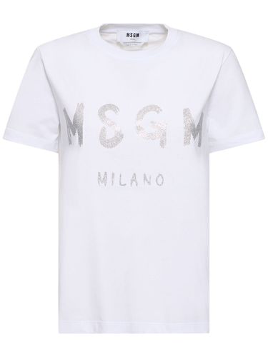 Cotton Jersey Logo T-shirt - MSGM - Modalova