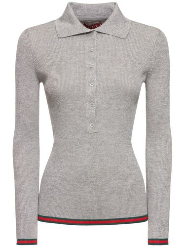 Maglia In Misto Cashmere A Costine Extra Fine - GUCCI - Modalova