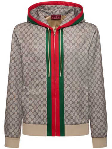 Felpa In Misto Cotone Techno Con Cappuccio E Zip - GUCCI - Modalova