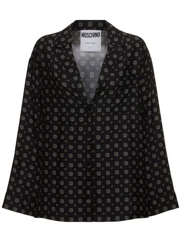 Printed Silk Satin Shirt - MOSCHINO - Modalova