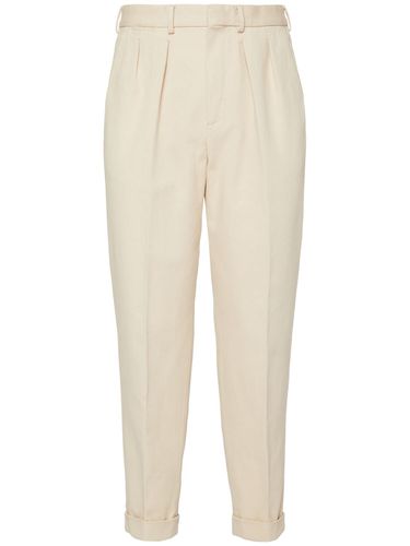 Pantaloni In Gabardina Di Cotone Con Doppia Pince - TOM FORD - Modalova