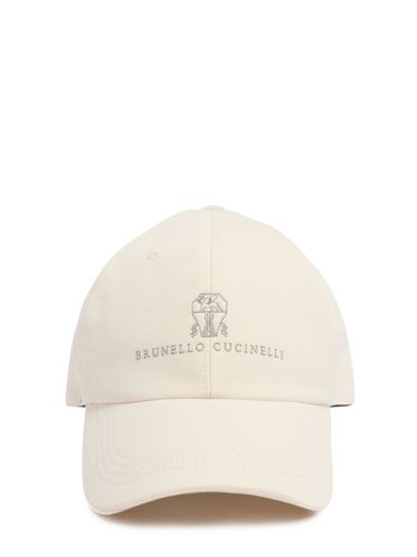 Gorra De Gabardina De Algodón Con Logo - BRUNELLO CUCINELLI - Modalova