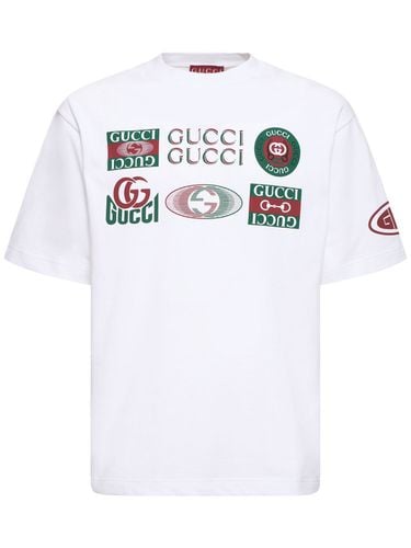 T-shirt In Jersey Di Cotone Con Logo - GUCCI - Modalova