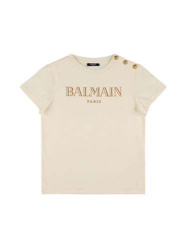 Camiseta De Jersey De Algodón Con Logo - BALMAIN - Modalova