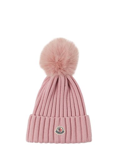 Cappello Beanie In Lana Vergine / Pompom - MONCLER - Modalova