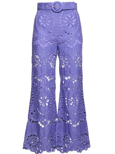 Pop Linen Embroidered Flared Pants - ZIMMERMANN - Modalova