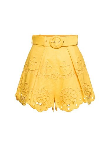 Shorts De Lino Bordado - ZIMMERMANN - Modalova