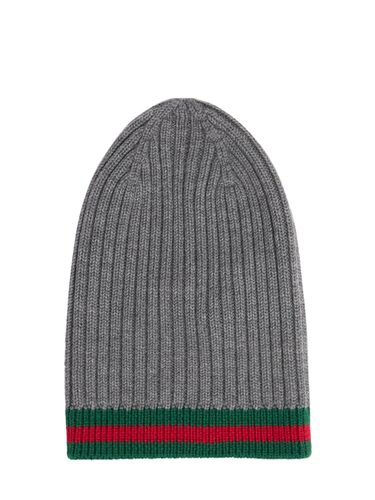 Gorro De Lana Con Tribanda - GUCCI - Modalova