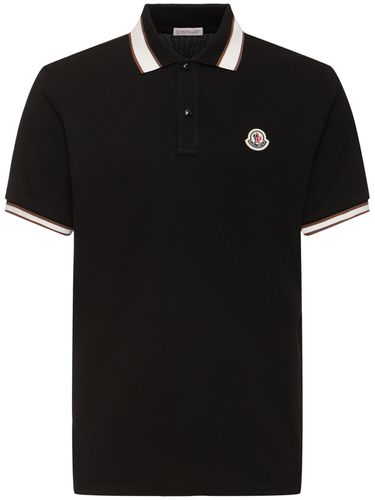 Logo Cotton Piquet Polo Shirt - MONCLER - Modalova