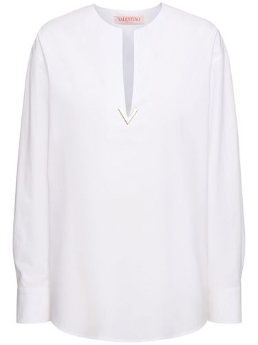 Camicia Oversize In Popeline Con Logo - VALENTINO - Modalova