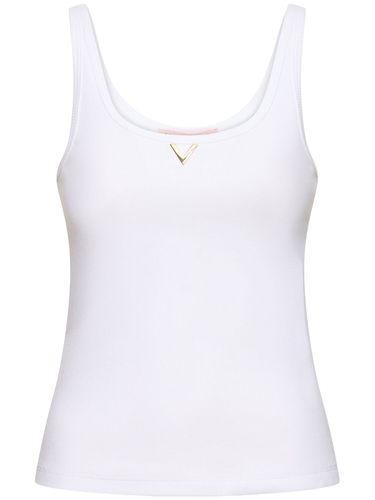 Ribbed Jersey Logo Tank Top - VALENTINO - Modalova