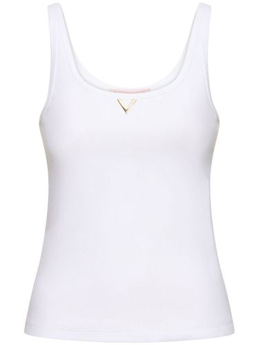 Tank Top In Jersey Di Cotone A Costine - VALENTINO - Modalova