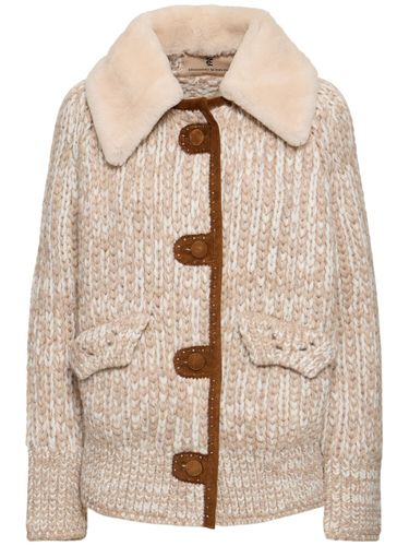 Giacca In Maglia E Shearling - ERMANNO SCERVINO - Modalova