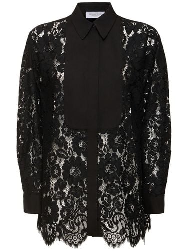 Lace Contrast Cotton Blend Shirt - MICHAEL KORS COLLECTION - Modalova