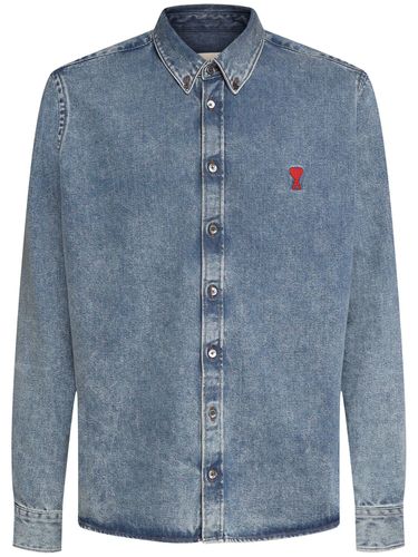 Camicia In Denim Di Cotone Con Logo Adc - AMI PARIS - Modalova