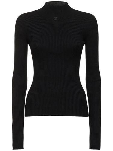 Cotton Blend Turtleneck Sweater - COURREGES - Modalova