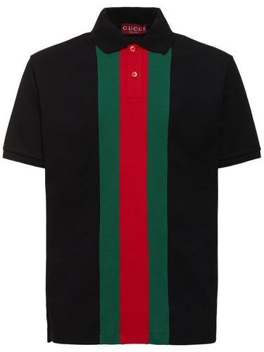 Polo In Cotone Piqué Con Detagglio Web - GUCCI - Modalova