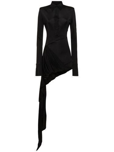 Draped Fluid Jersey Polo Mini Dress - DAVID KOMA - Modalova