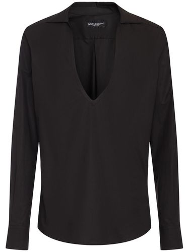 Cotton Blend V Neck Shirt - DOLCE & GABBANA - Modalova