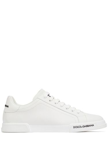 Logo Leather Low Sneakers - DOLCE & GABBANA - Modalova