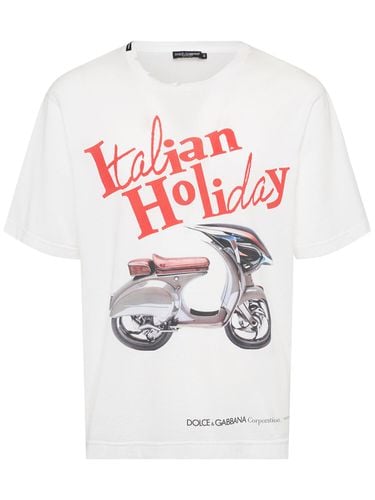 Italian Holiday Print Jersey T-shirt - DOLCE & GABBANA - Modalova