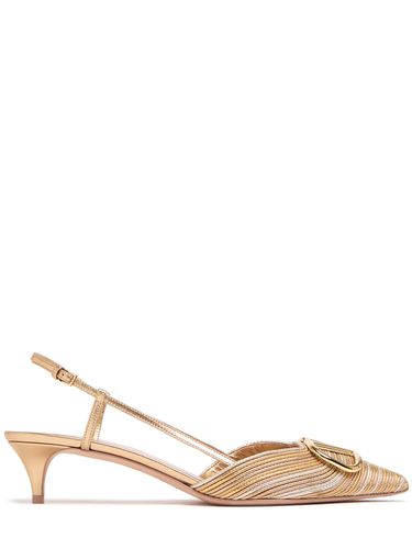 Mm Vlogo Cotton & Leather Slingbacks - VALENTINO GARAVANI - Modalova