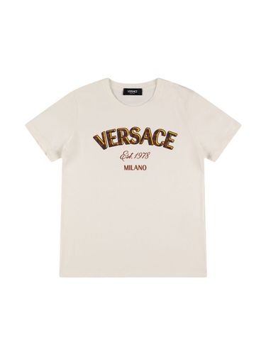 Camiseta De Jersey De Algodón Con Logo - VERSACE - Modalova