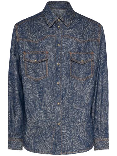 Overshirt In Denim Di Cotone E Lino Paisley - ETRO - Modalova