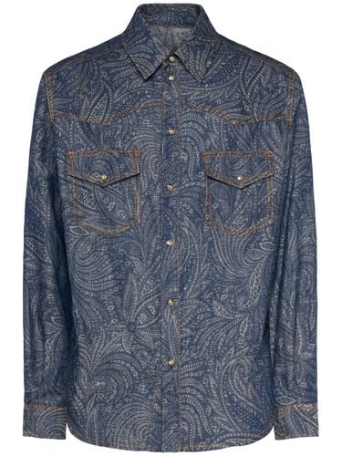 Paisley Cotton & Linen Denim Overshirt - ETRO - Modalova