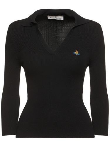 Marina Ribbed Knit Polo Top - VIVIENNE WESTWOOD - Modalova