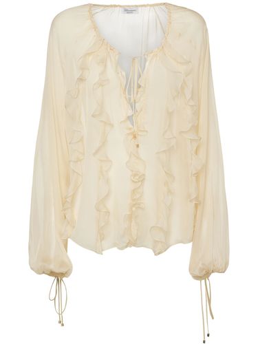 Camicia In Seta Georgette Con Ruches - BLUMARINE - Modalova