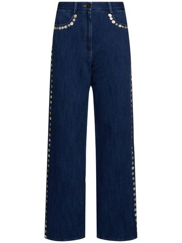 Embroidered Cotton Denim Straight Jeans - FORTE_FORTE - Modalova