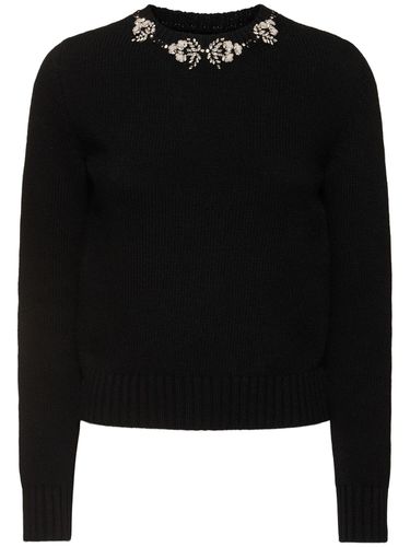 Embellished Neck L/s Wool Knit Top - GIAMBATTISTA VALLI - Modalova