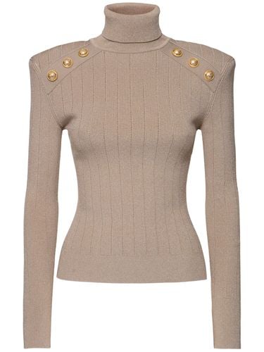 Maglia Collo Alto Con Bottoni - BALMAIN - Modalova