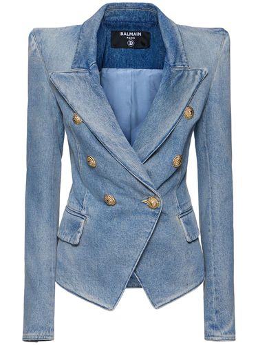 Buttoned Denim Jacket - BALMAIN - Modalova