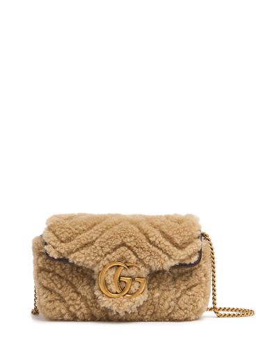 Bolso Super Mini Gg Marmont De Shearling - GUCCI - Modalova